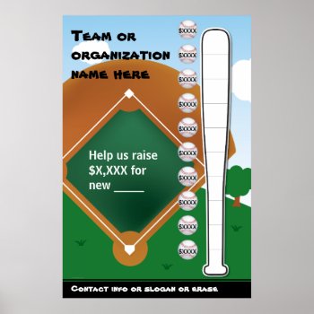 Baseball Thermometer Poster by FundraisingAndGoals at Zazzle