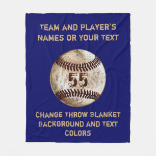 Baseball Throw Blanket with Your TEXT and COLORS
