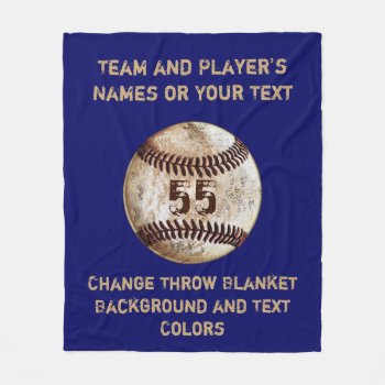 Baseball Throw Blanket With Your Text And Colors by YourSportsGifts at Zazzle