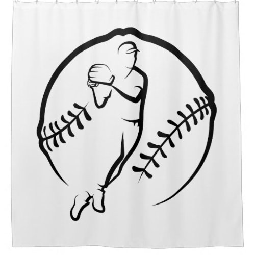 Baseball Throw with Text  Ball Shower Curtain