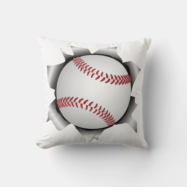 baseball thru metal sheet throw pillow (Front)