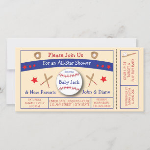 Baseball Ticket Baby Shower Invitation