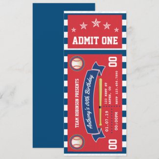 Baseball Ticket Birthday Invitation