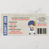 Baseball ticket birthday invitation customizable (Front/Back)