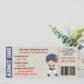 Baseball ticket birthday invitation customizable (Standing Front)