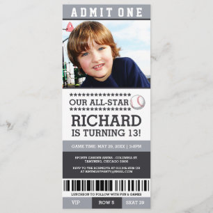 Baseball Ticket Birthday Invites