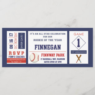 Baseball Ticket Birthday Party Invitation