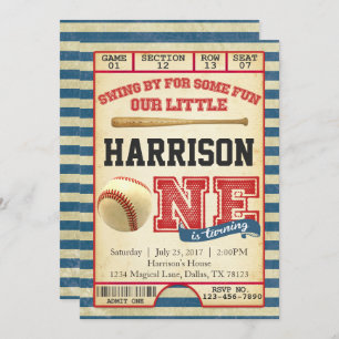 Baseball Ticket Birthday Party Invitation Invite