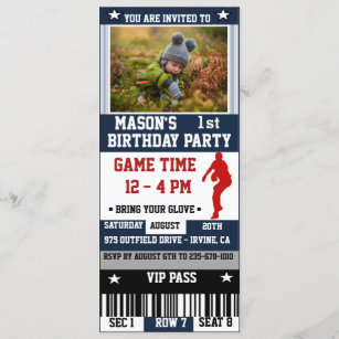 Baseball Party All Star VIP Passes Template