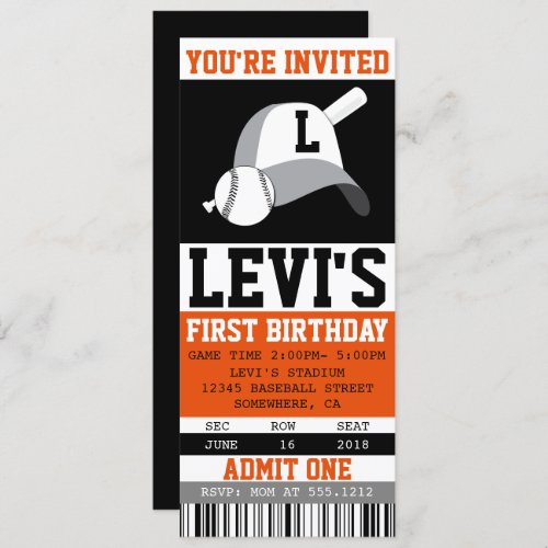 BASEBALL TICKET INVITATION