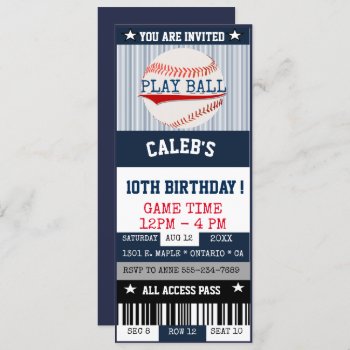Baseball Ticket Invitation by DesignsActual at Zazzle