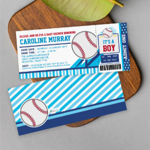 Baseball Ticket Pass Baby Shower Invitation