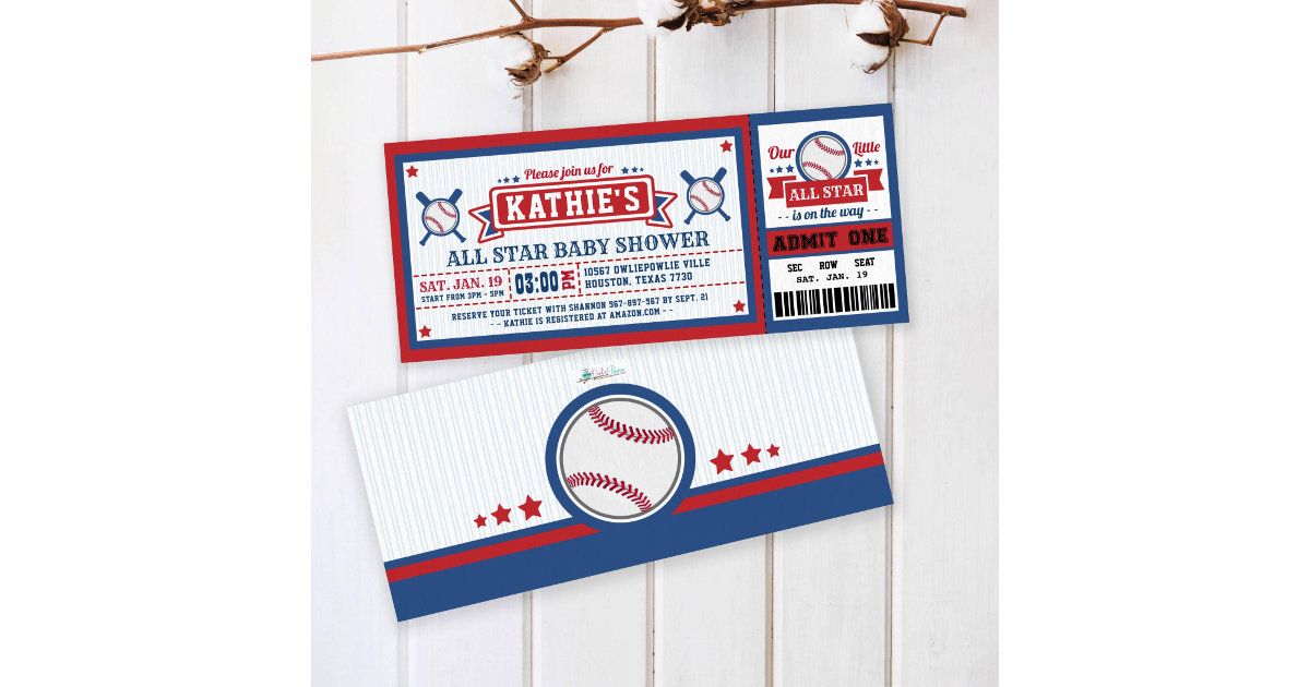 Baseball Ticket Pass Baby Shower Invitation | Zazzle