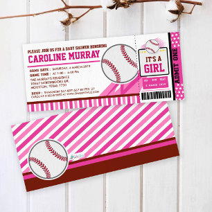 Baseball Ticket Pass Baby Shower Invitation