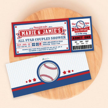 Baseball Ticket Pass Couples Shower Invitation by OwlieInvites at Zazzle