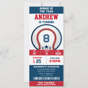 Baseball Ticket Rookie Of The Year birthday Invitation