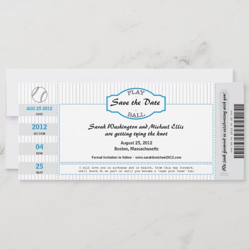 Baseball Ticket Save the Date