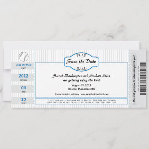 Boston Red Sox Save The Date Wedding Ticket Invitations