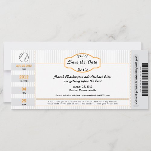 Baseball Ticket Save the Date