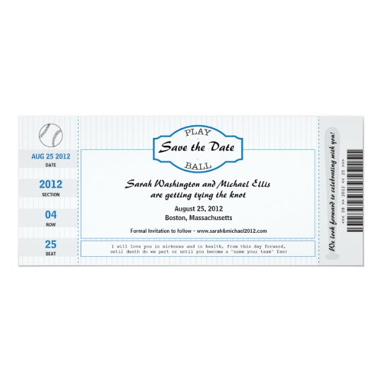 Baseball Ticket Save the Date Card