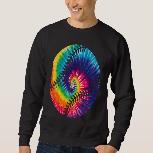 Baseball Tie Dye Rainbow Hippie Baseball Softball  Sweatshirt (Front)