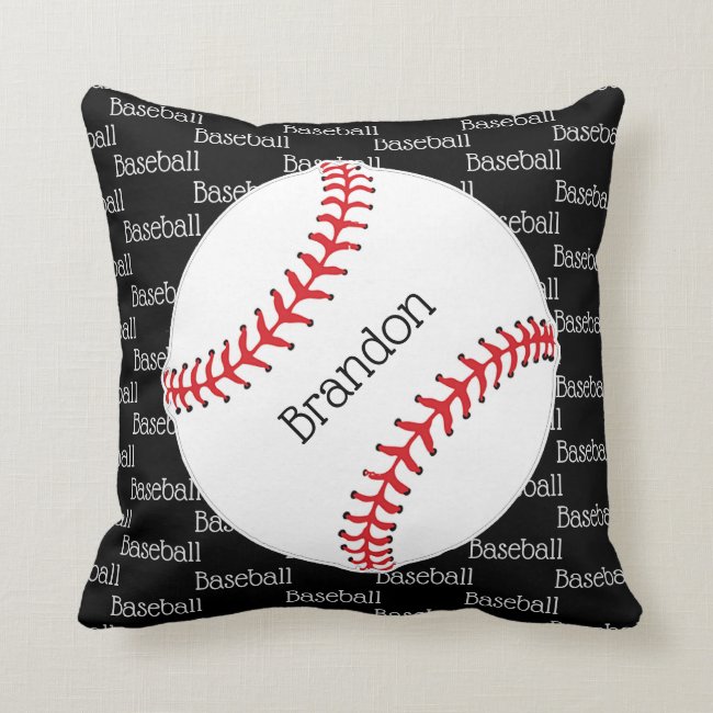 Baseball Tiled Text Design Throw Pillow