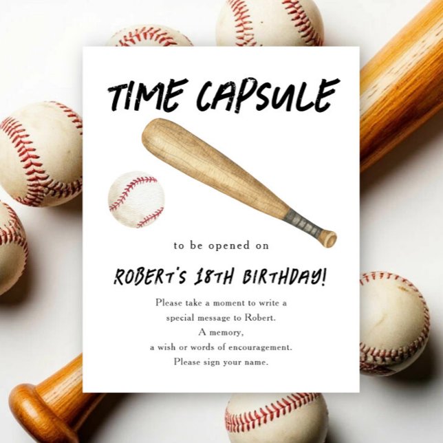 Baseball Time Capsule 1st birthday  Poster (Creator Uploaded)