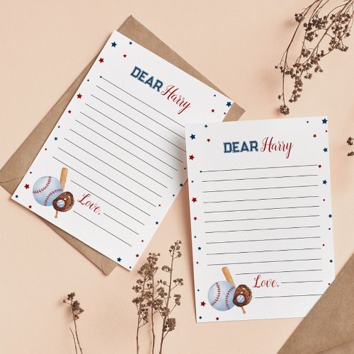 Baseball Time Capsule Note Message Card