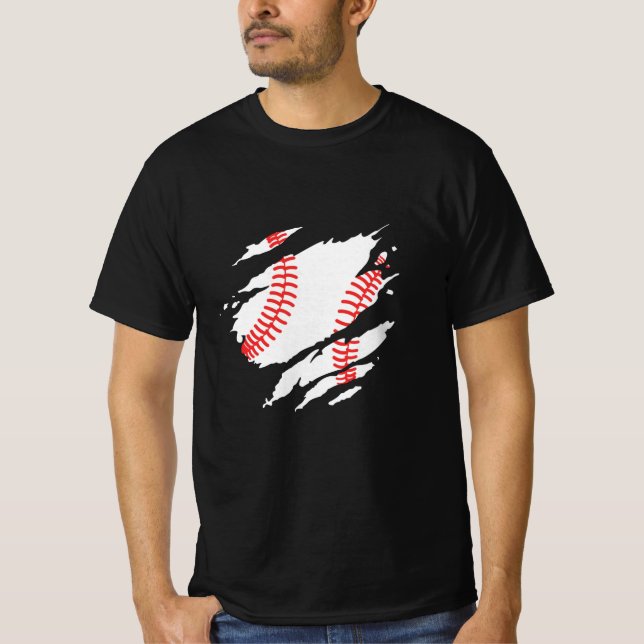 Baseball Torn Shredded Ripped | Cool Baseball T-Shirt (Front)