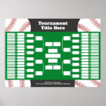 Baseball Tournament Bracket - 64 Teams Poster<br><div class="desc">Add the tournament title or the name or your office pool. Keep track of the world championship in style. This bracket starts with 64 teams. Other configurations available.</div>