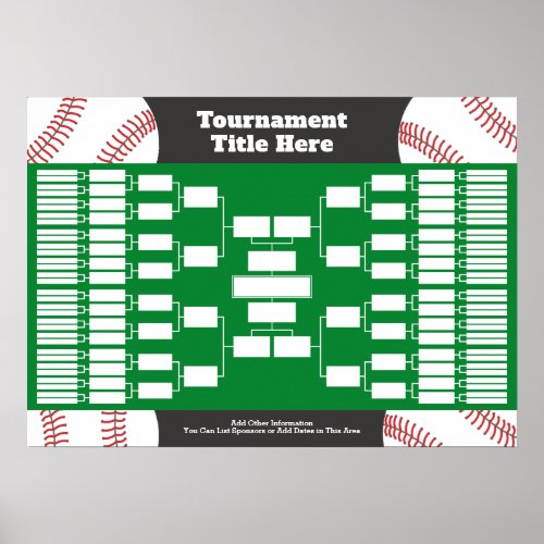 Baseball Tournament Bracket _ 64 Teams Poster