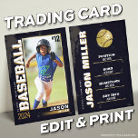 Baseball Trading Card, Baseball Player Card Gold<br><div class="desc">Celebrate your star player with our Gold Edition Custom Baseball Trading Card! Fully customizable with a photo,  stats,  and achievements,  this sleek card is perfect for team gifts,  award ceremonies,  or personal memorabilia. 
 LINK TO GROUP: https://www.photodigistudio.com/zazzle-products/grunge-baseball-trading-card-template</div>