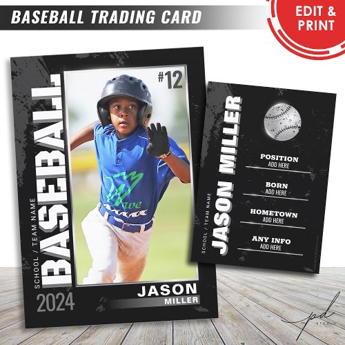 Baseball Trading Card Baseball Player Card Silver