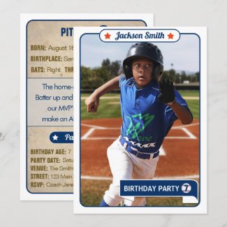 Baseball Trading Card Birthday Invitation