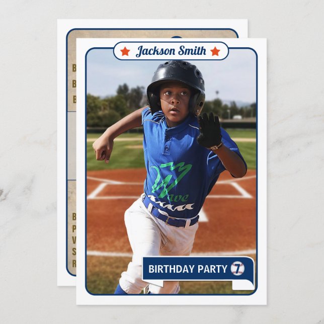Baseball Trading Card Birthday Invitation (Front/Back)
