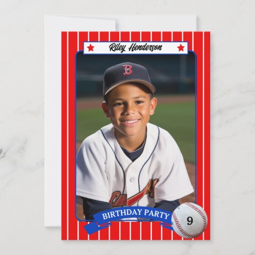 Baseball Trading Card Birthday Party Invitation