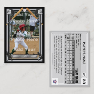 Baseball Trading Card Black Frt - Custom Stats