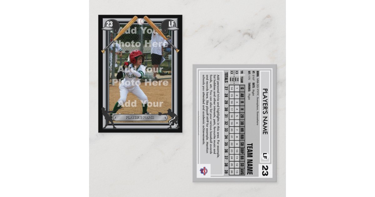 Baseball Trading Card Black Frt Custom Stats Zazzle
