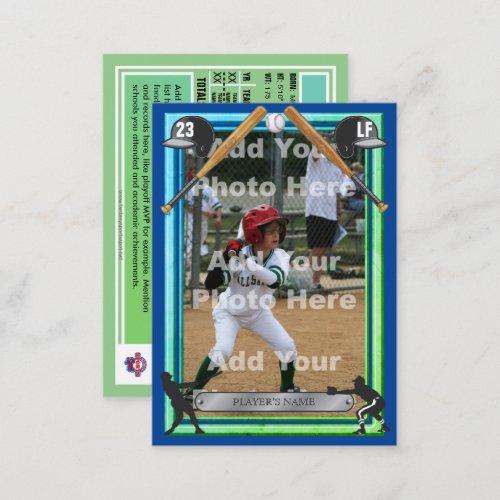 Baseball Trading Card BlueGrn Frt _ Custom Stats