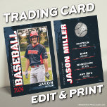 Baseball Trading Card, Flag Baseball Player Card<br><div class="desc">Celebrate your star player with our USA Edition Custom Baseball Trading Card! Fully customizable with a photo,  stats,  and achievements,  this sleek card is perfect for team gifts,  award ceremonies,  or personal memorabilia. 

 LINK TO GROUP: https://www.photodigistudio.com/zazzle-products/grunge-baseball-trading-card-template</div>