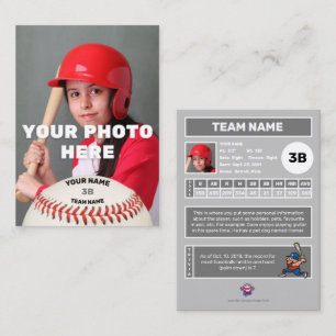 Baseball Trading Card Grey Back - Custom Stats