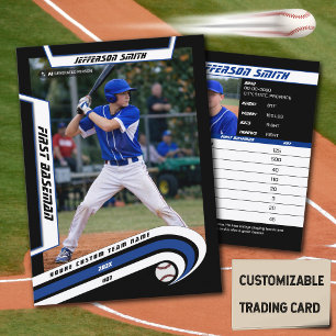 Baseball Trading Card Lively Blue Black