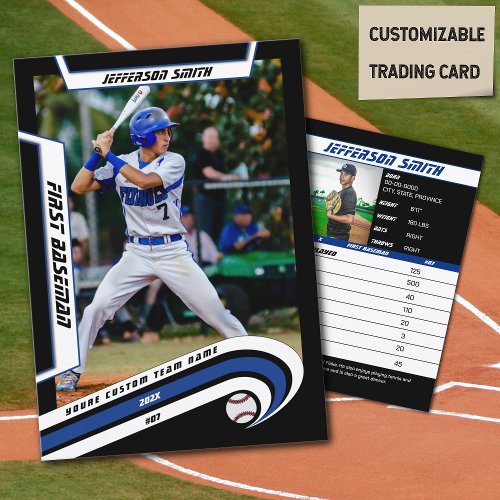 Baseball Trading Card Lively Blue Black