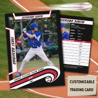 Baseball Trading Card Lively Red Black