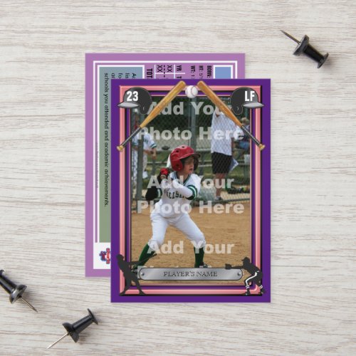 Baseball Trading Card Royal Purple _ Custom Stats