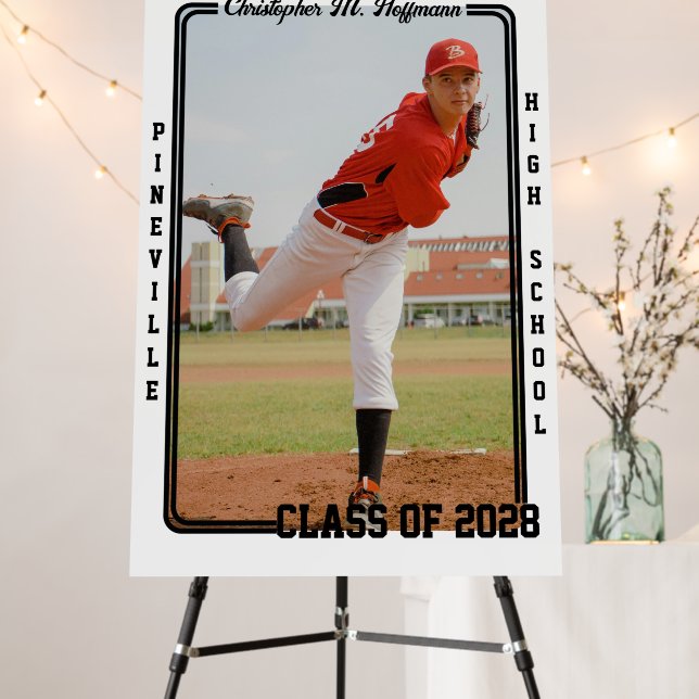 Baseball Trading Card Theme Photo Graduation Sign (In Situ (Stand))