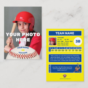 Baseball Trading Card Yellow Back - Custom Stats
