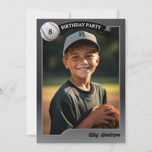 Baseball Trading Cards Birthday Party Invitation