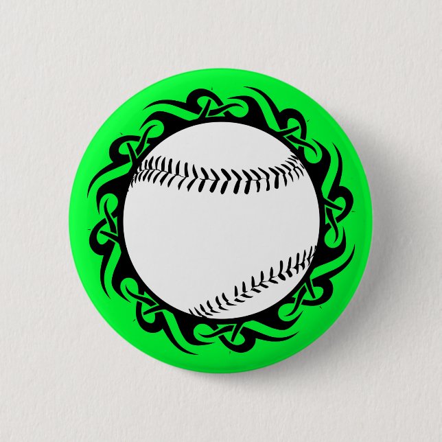 baseball. tribal. pinback button (Front)