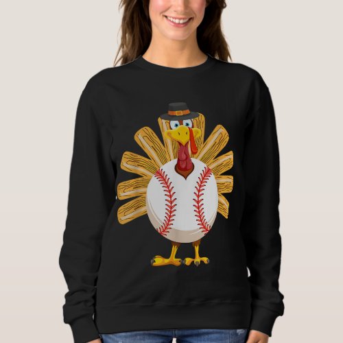 Baseball Turkey Thanksgiving for Boys Toddlers Kid Sweatshirt